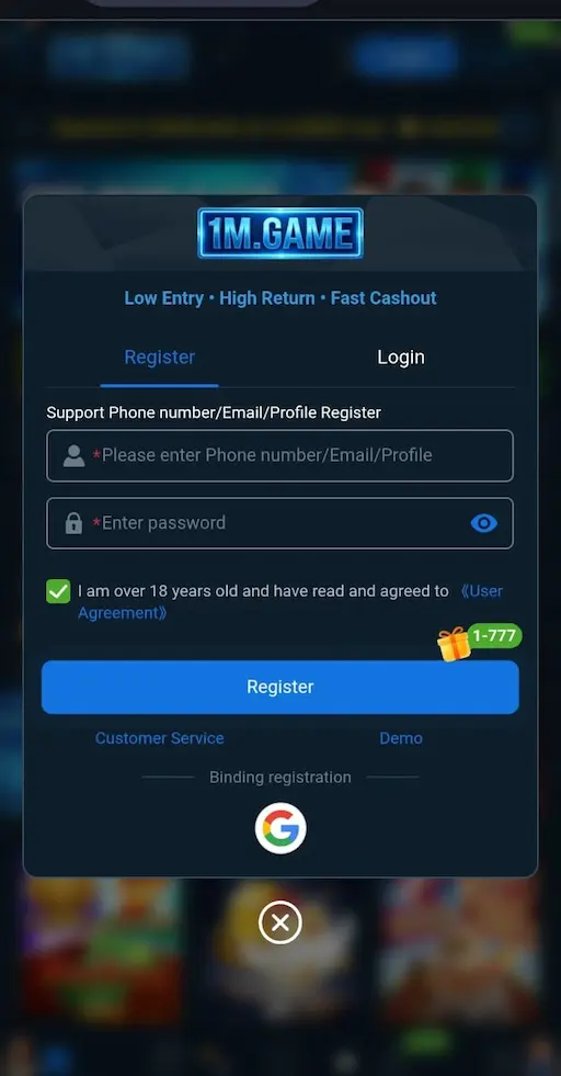 LOGIN 1M GAME