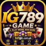 IG789 Game logo with crown, casino chips, playing cards, and betgo.com.pk branding